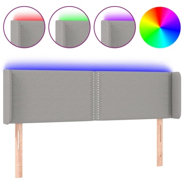 Tăblie de pat cu LED, gri deschis, 147x16x78/88 cm, textil - Img 2