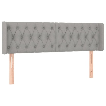 Tăblie de pat cu LED, gri deschis, 147x16x78/88 cm, textil - Img 3