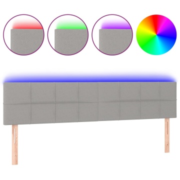 Tăblie de pat cu LED, gri deschis, 160x5x78/88 cm, textil - Img 2