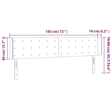 Tăblie de pat cu LED, gri deschis, 183x16x78/88 cm, textil - Img 5