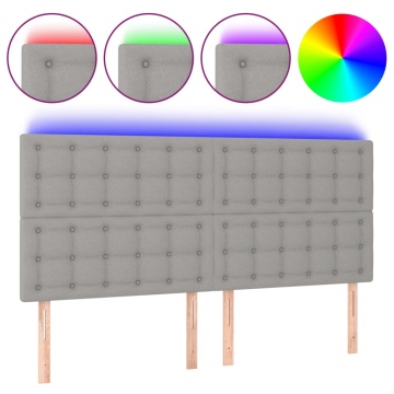 Tăblie de pat cu LED, gri deschis, 200x5x118/128 cm, textil - Img 2