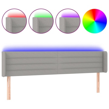 Tăblie de pat cu LED, gri deschis, 203x16x78/88 cm, textil - Img 2