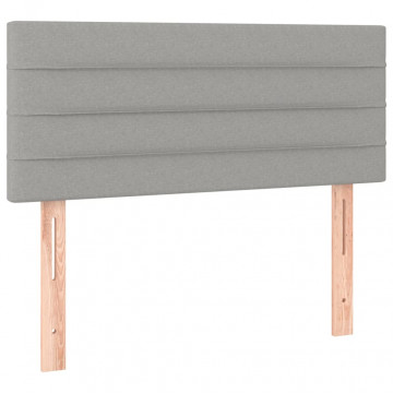Tăblie de pat cu LED, gri deschis, 80x5x78/88 cm, textil - Img 4
