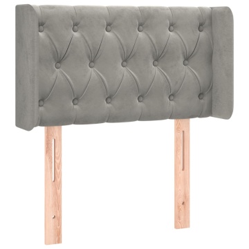 Tăblie de pat cu LED, gri deschis, 83x16x78/88 cm, catifea - Img 3