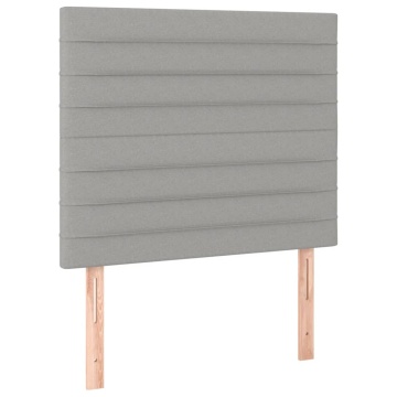 Tăblie de pat cu LED, gri deschis, 90x5x118/128 cm, textil - Img 4