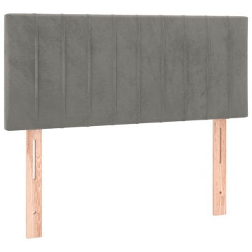 Tăblie de pat cu LED, gri deschis, 90x5x78/88 cm, catifea - Img 4
