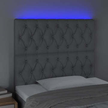 Tăblie de pat cu LED, gri deschis, 90x7x118/128 cm, textil - Img 3