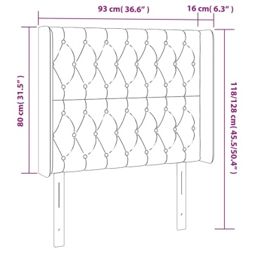 Tăblie de pat cu LED, gri deschis, 93x16x118/128 cm, textil - Img 5