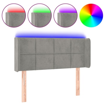 Tăblie de pat cu LED, gri deschis, 93x16x78/88 cm, catifea - Img 2
