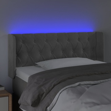 Tăblie de pat cu LED, gri deschis, 93x16x78/88 cm, catifea - Img 4