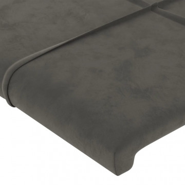 Tăblie de pat cu LED, gri închis, 100x5x118/128 cm, textil - Img 6
