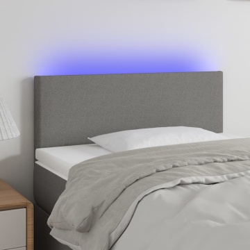 Tăblie de pat cu LED, gri închis, 100x5x78/88 cm, textil - Img 1