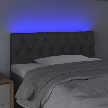 Tăblie de pat cu LED, gri închis, 100x7x78/88 cm, textil - Img 3