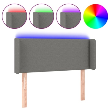 Tăblie de pat cu LED, gri închis, 103x16x78/88 cm, textil - Img 2