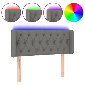 Tăblie de pat cu LED, gri închis, 103x16x78/88 cm, textil - Img 2