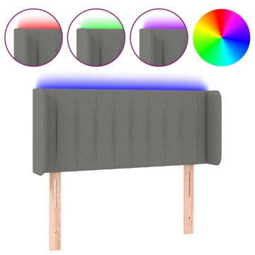 Tăblie de pat cu LED, gri închis, 103x16x78/88 cm, textil - Img 2