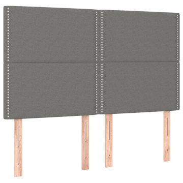 Tăblie de pat cu LED, gri închis, 144x5x118/128 cm, textil - Img 4