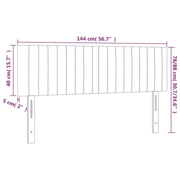 Tăblie de pat cu LED, gri închis, 144x5x78/88 cm, catifea - Img 5