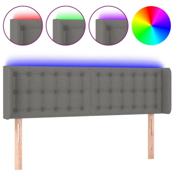 Tăblie de pat cu LED, gri închis, 147x16x78/88 cm, textil - Img 2