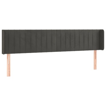 Tăblie de pat cu LED gri închis 183x16x78/88 cm catifea - Img 3