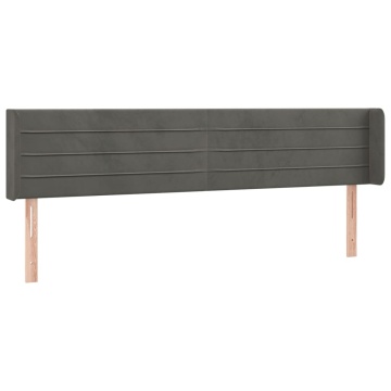 Tăblie de pat cu LED gri închis 183x16x78/88 cm catifea - Img 3
