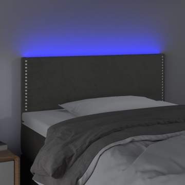 Tăblie de pat cu LED, gri închis, 80x5x78/88 cm, catifea - Img 3