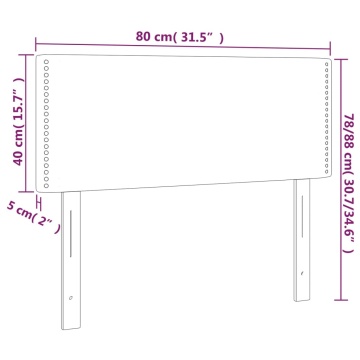 Tăblie de pat cu LED, gri închis, 80x5x78/88 cm, catifea - Img 5