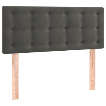 Tăblie de pat cu LED, gri închis, 80x5x78/88 cm, catifea - Img 4