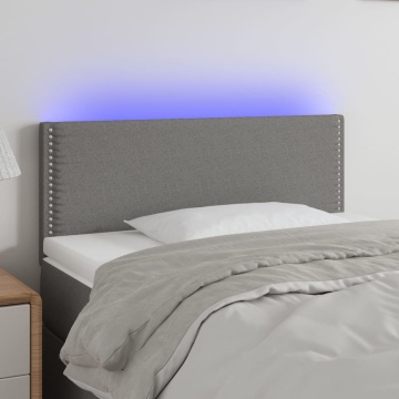 Tăblie de pat cu LED, gri închis, 80x5x78/88 cm, textil - Img 1