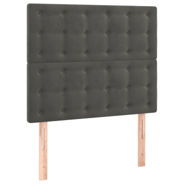 Tăblie de pat cu LED, gri închis, 90x5x118/128 cm, catifea - Img 4