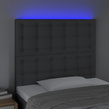 Tăblie de pat cu LED, gri închis, 90x5x118/128 cm, textil - Img 3