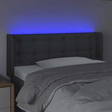 Tăblie de pat cu LED, gri închis, 93x16x78/88 cm, textil - Img 4