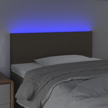 Tăblie de pat cu LED, gri taupe, 100x5x78/88 cm, textil - Img 3