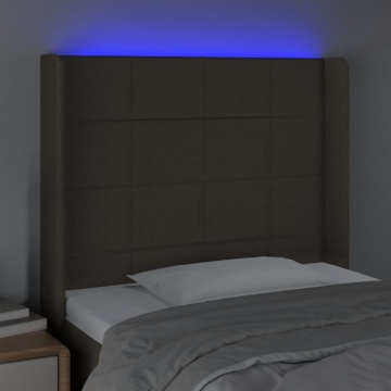 Tăblie de pat cu LED, gri taupe, 103x16x118/128 cm, textil - Img 4