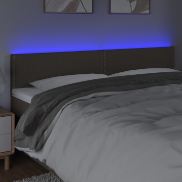 Tăblie de pat cu LED, gri taupe, 180x5x78/88 cm, textil - Img 3