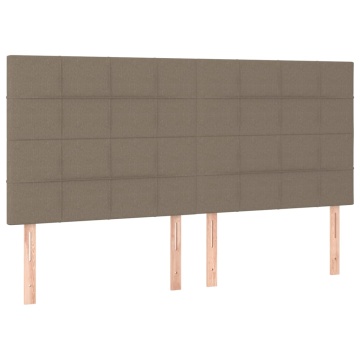 Tăblie de pat cu LED, gri taupe, 200x5x118/128 cm, textil - Img 4