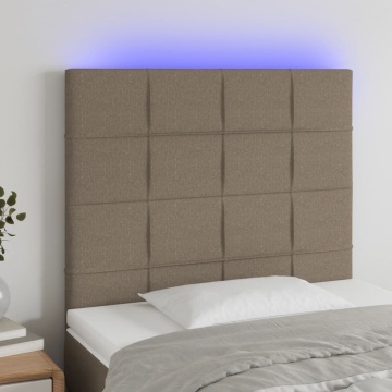 Tăblie de pat cu LED, gri taupe, 90x5x118/128 cm, textil - Img 1
