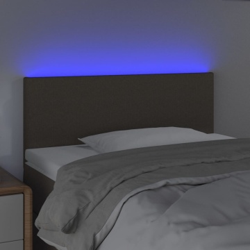 Tăblie de pat cu LED, gri taupe, 90x5x78/88 cm, textil - Img 3