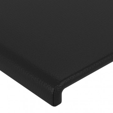 Tăblie de pat cu LED, negru, 100x5x118/128 cm, piele ecologică - Img 6