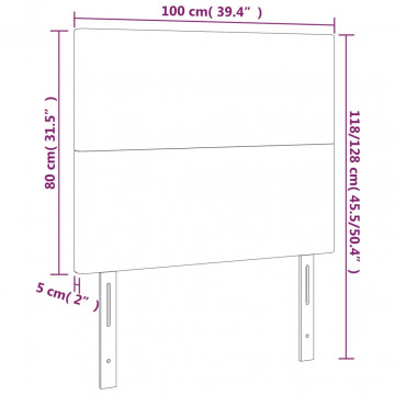 Tăblie de pat cu LED, negru, 100x5x118/128 cm, textil - Img 5