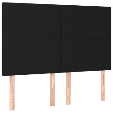 Tăblie de pat cu LED, negru, 144x5x118/128 cm, textil - Img 4