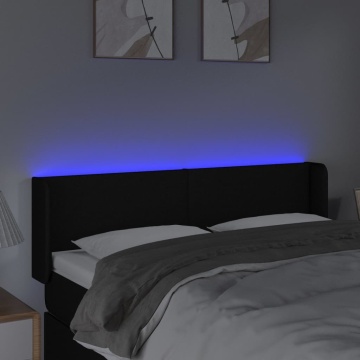 Tăblie de pat cu LED, negru, 147x16x78/88 cm, textil - Img 4