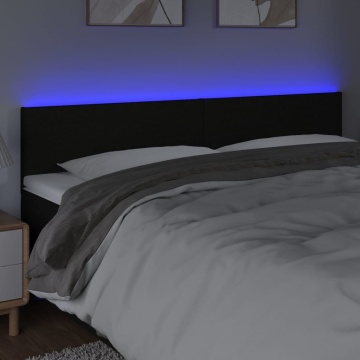 Tăblie de pat cu LED, negru, 160x5x78/88 cm, textil - Img 3