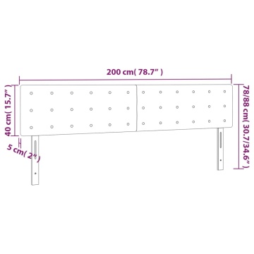 Tăblie de pat cu LED, negru, 200x5x78/88 cm, catifea - Img 5