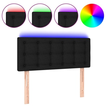 Tăblie de pat cu LED, negru, 80x5x78/88 cm, textil - Img 2