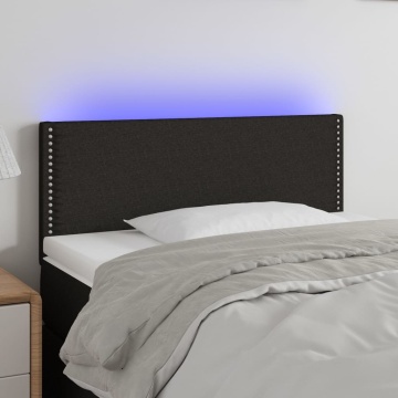 Tăblie de pat cu LED, negru, 80x5x78/88 cm, textil - Img 1