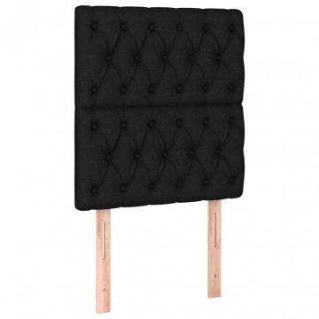 Tăblie de pat cu LED, negru, 80x7x118/128 cm, textil - Img 4