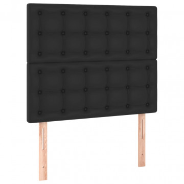 Tăblie de pat cu LED, negru, 90x5x118/128 cm, catifea - Img 4