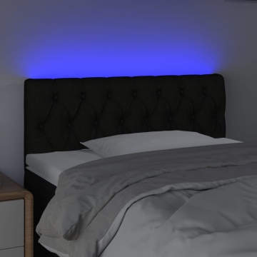 Tăblie de pat cu LED, negru, 90x7x78/88 cm, textil - Img 3
