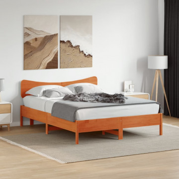 Tăblie de pat, maro ceruit, 140 cm, lemn masiv de pin - Img 3